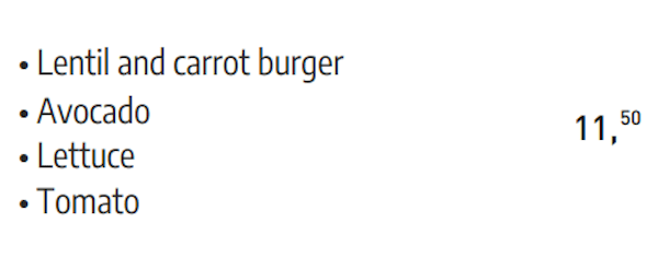 carta ingles burger veggie