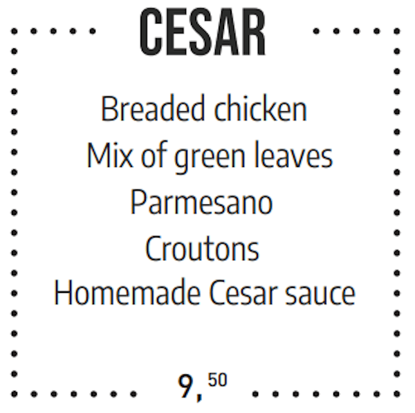 carta ingles ensalada cesar