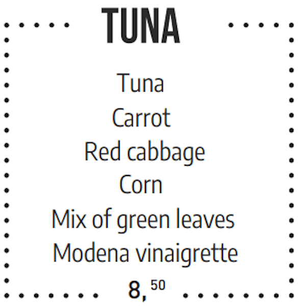 carta ingles ensalada tuna