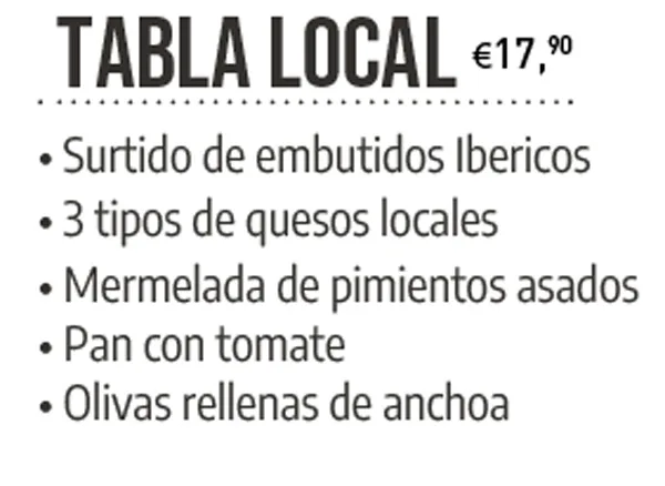 tabla local compartir embutidos quesos